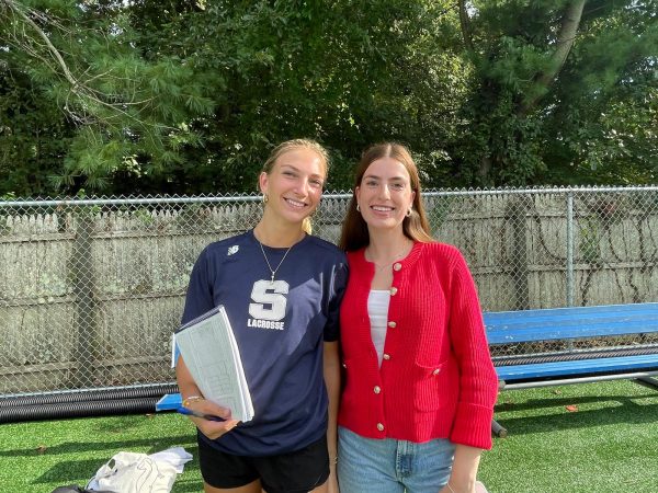  Riley Kosakowski ’25 (left), Thea Hinson ’25 (right) and Molly Whittle ’25 (not pictured) are this year’s new field hockey managers.
