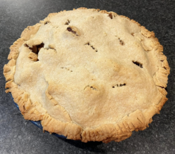 This sweet treat is a homemade pie, with a recipe passed down in Blake Raho’s ’27 family for generations, now recreated by Phoebe Rosenberg. Its two most special features are the filling of only apples and a nod to history: Raho’s grandmother used Crisco when it first came out.