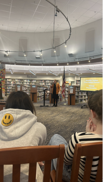 The library was closed from 9 a.m - 1:30 p.m. in preparation for a Domestic Violence presentation that hosted members from the Westport Police Department and Domestic Violence Task Force. 

